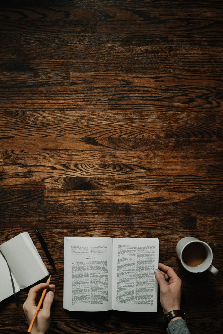 man meditating on scripture