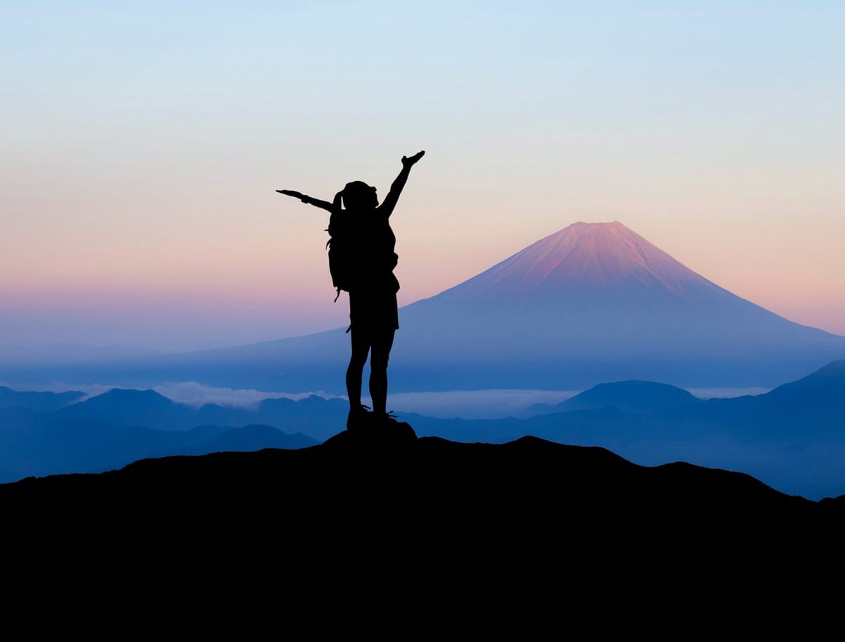 woman on mountain top
