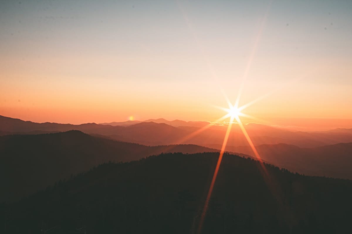 sunset over mountains