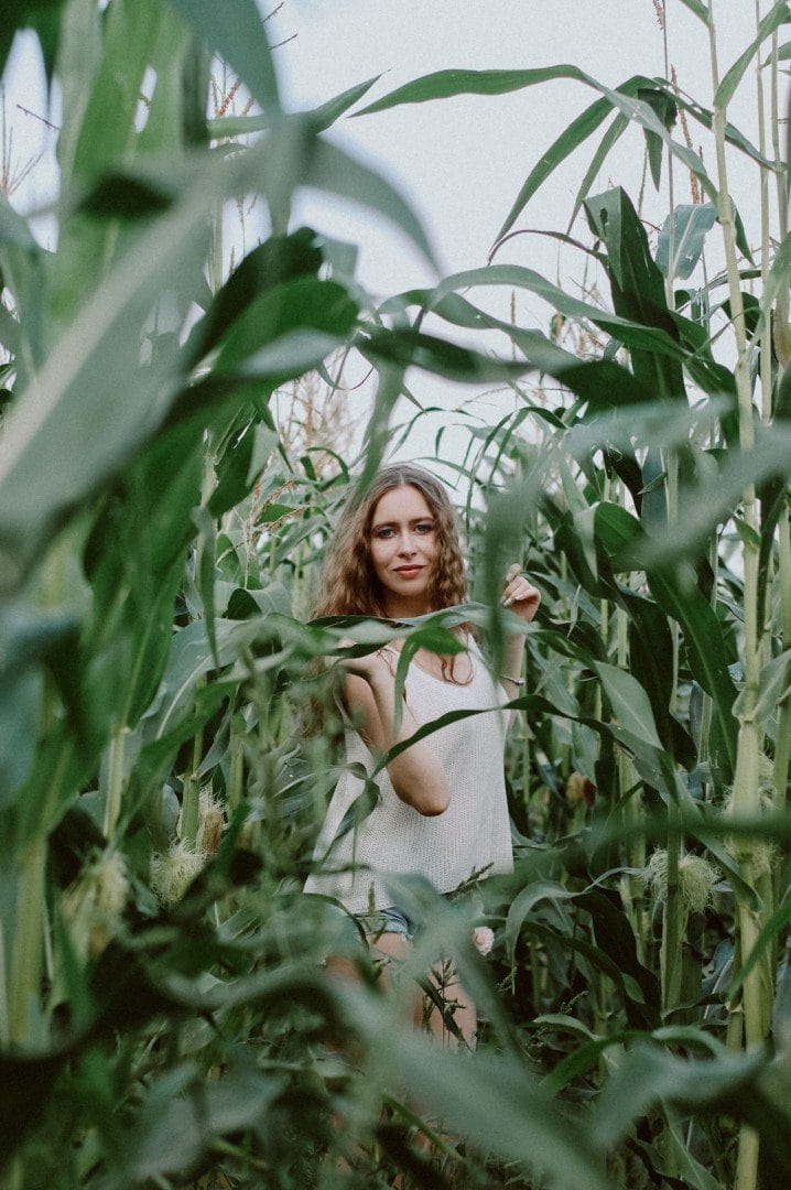 women in corn field
