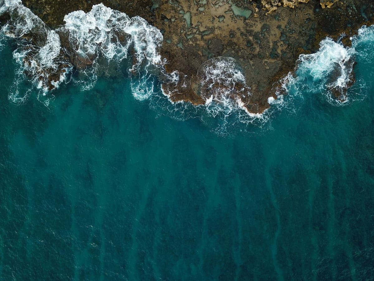 ocean and beach from above