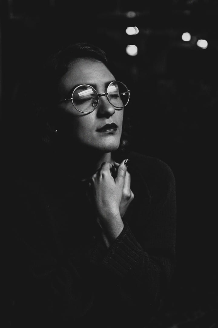 woman staring eyes closed