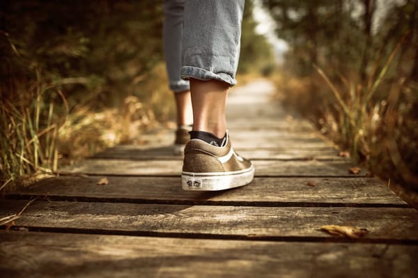 shows walking down path