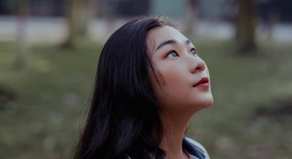woman looking up
