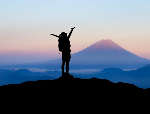 woman on mountain top