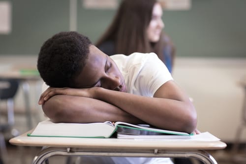 student sleeping in class