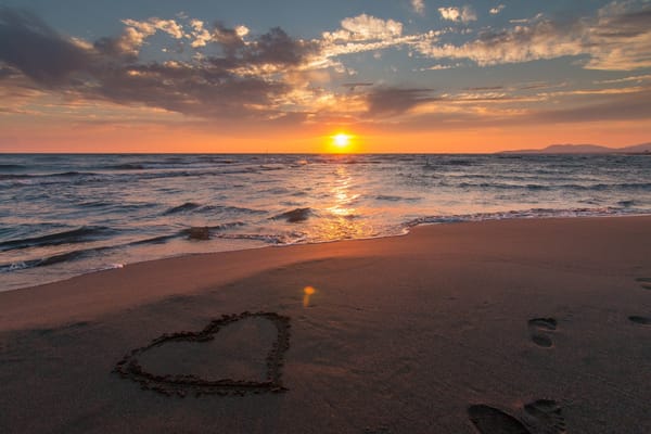 beach with heart in sand