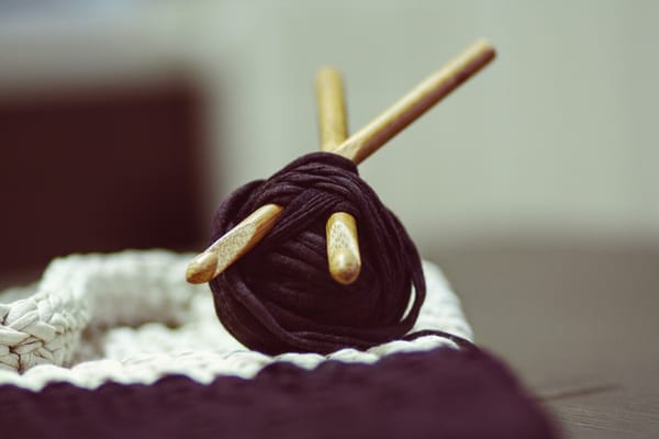 knitting needles and yarn