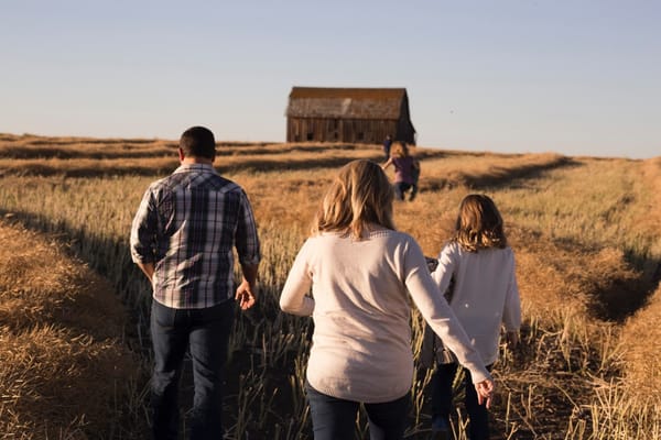 family in field