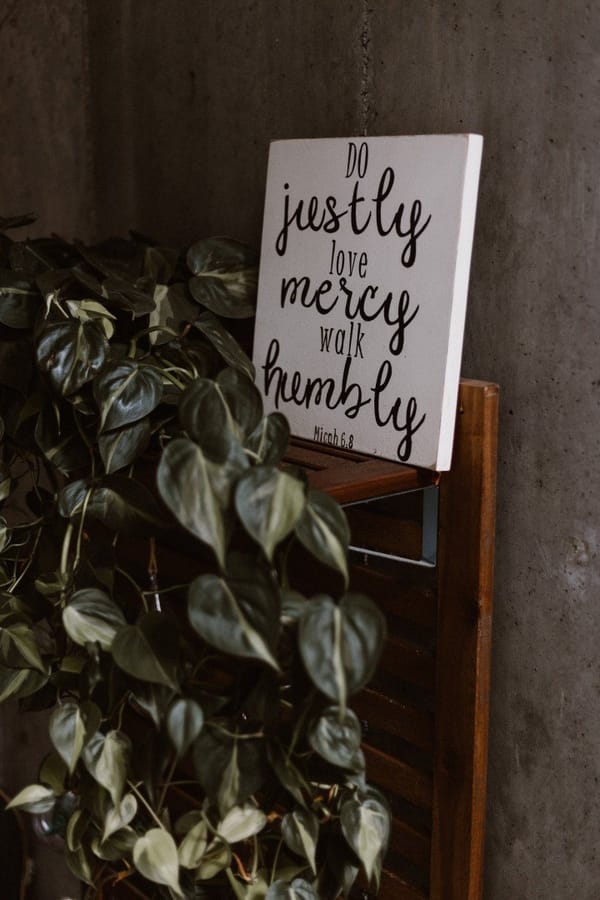humility sign with plant