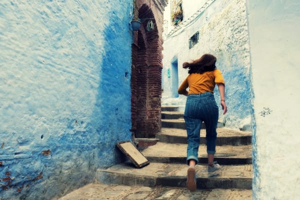 woman running away