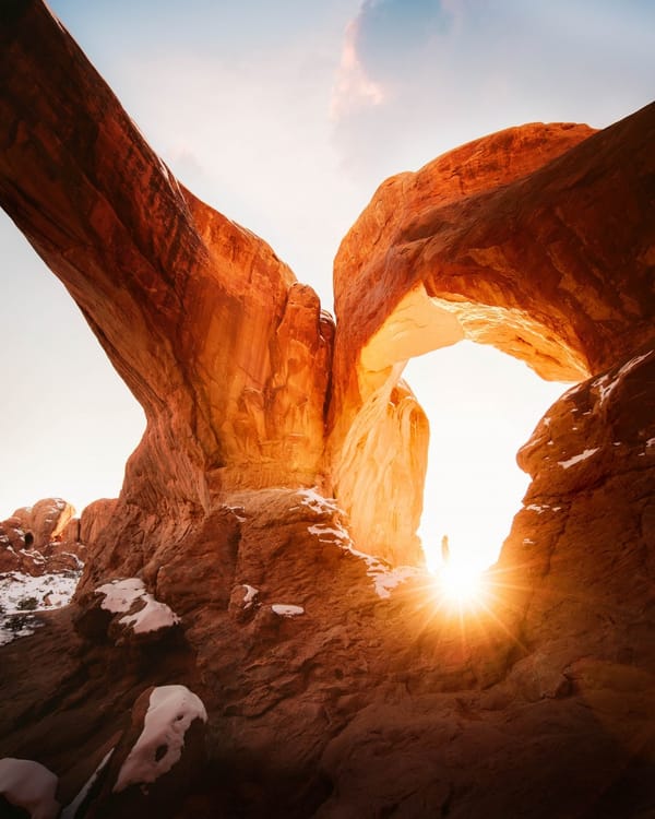 rocks with sun shining through